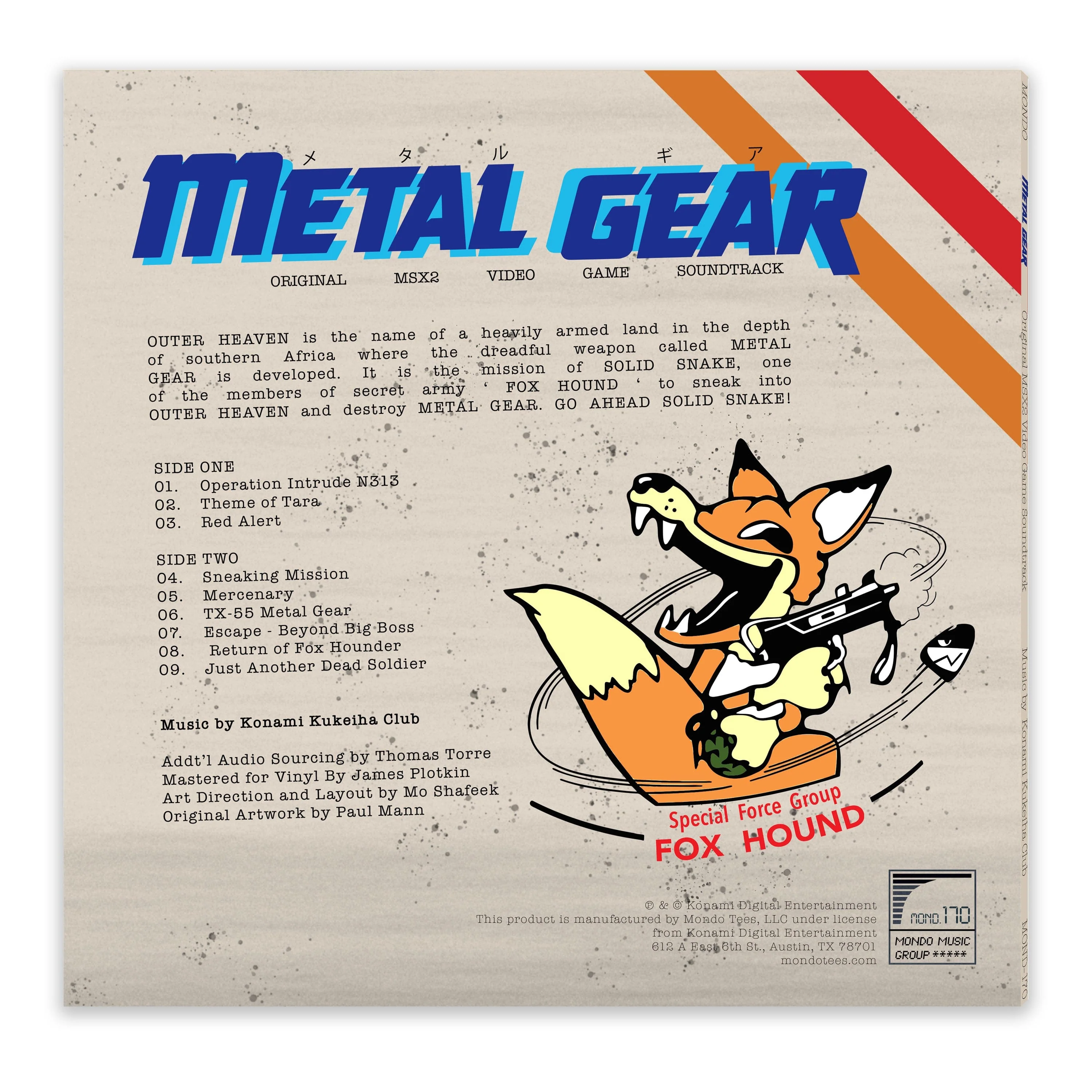 Metal Gear – Original MSX2 Video Game Soundtrack 10" - Image 3